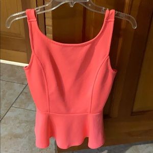 Neon Coral Peplum Blouse